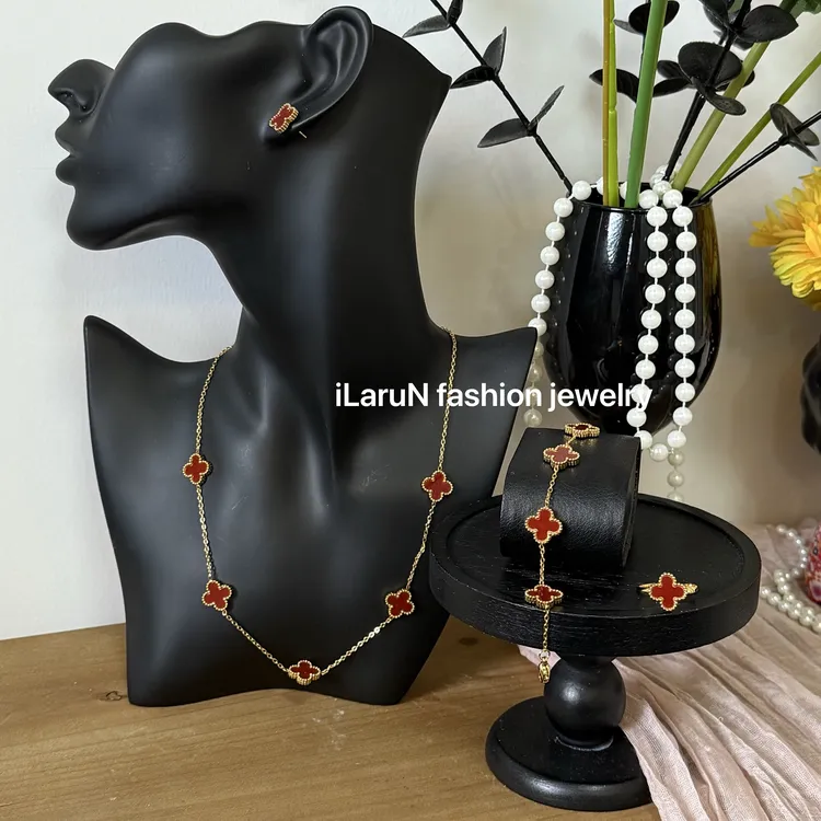 钛钢项链 iLaruN新款钛钢四叶草项链耳钉手链戒指时尚欧美风精致