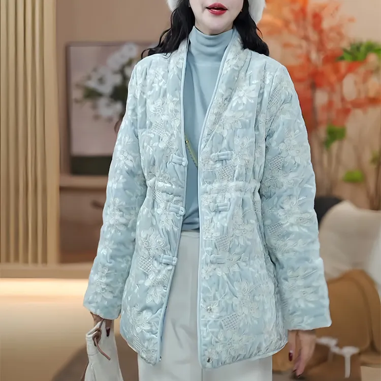 霖优【浪漫花房】新年战袍民族风重工棉服外套女冬季盘扣中式小棉袄