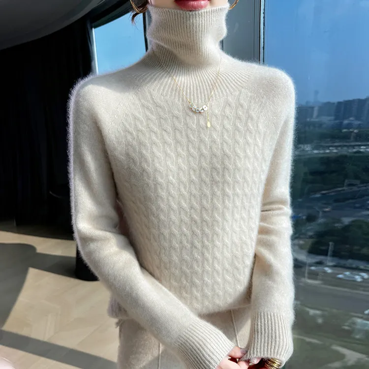 专柜正品100%纯羊绒衫女高领打底衫秋冬内搭宽松保暖百搭时尚毛衣