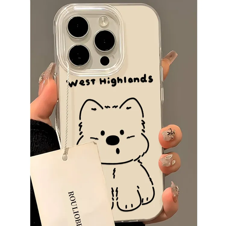 BANCA线条乖乖西高地适用iPhone16/15大孔手机壳华为vivo小米oppo