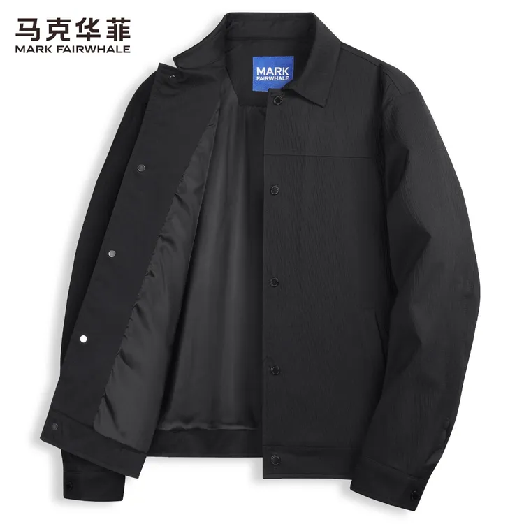 【微褶肌理】马克华菲宽松翻领夹克男2025秋季新款潮流刺绣外套潮