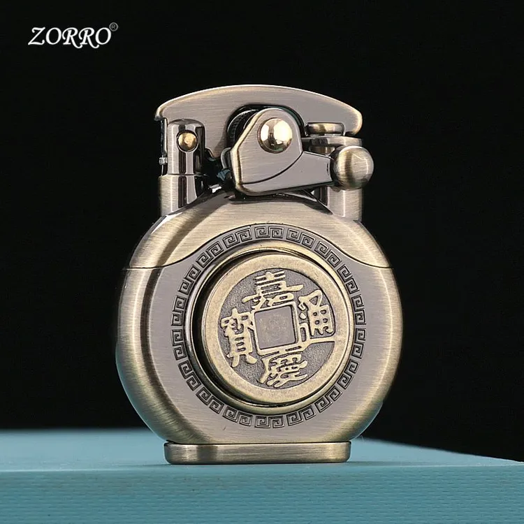 ZORRO佐罗赚大钱Z620煤油纯铜摇臂旋转如意瓶打火机高档
