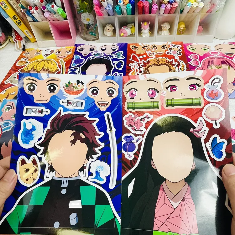 鬼灭之刃换装贴纸贴画(大尺寸高清)益智拼图手工DIY装饰素材贴纸