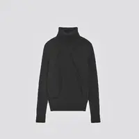 8677女士黑色高领镂空长袖设计款时尚舒适针织衫