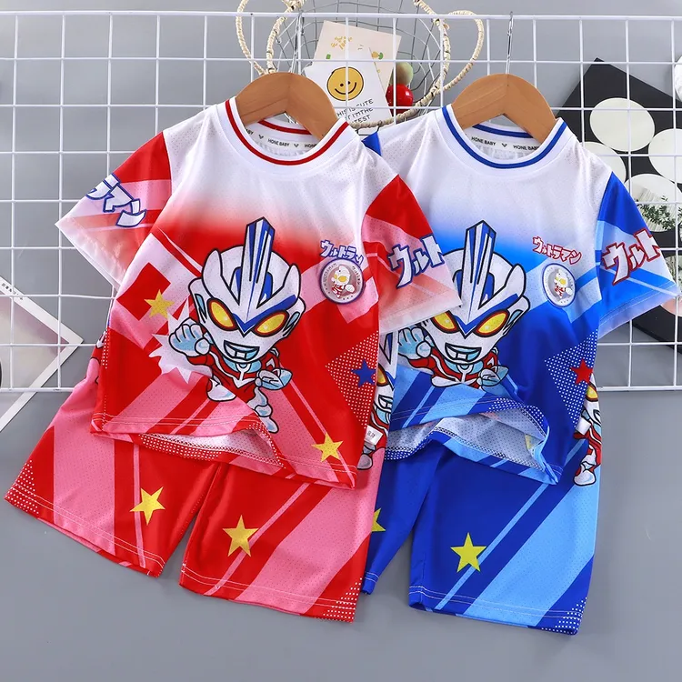 会发光的奥凸曼儿童速干套装男童运动上衣短裤两件套篮球服足球服