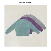 NiannNiann 新款女装休闲慵懒风100羊毛圆领长袖拉毛毛衣16203