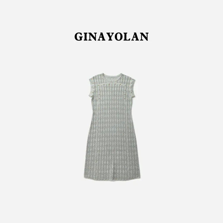GINAYOLAN/瑾颜【意大利进口珍珠纱线】女装连衣裙气碎花气质夏季