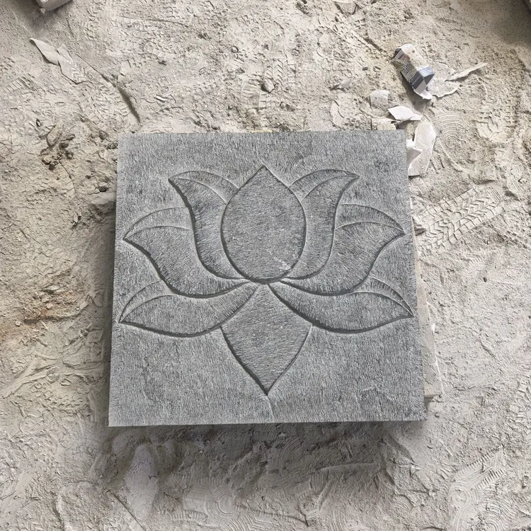 青石地雕石雕浮雕莲花板石材装饰古建装修复古莲花浮雕