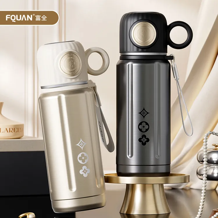 富全保温杯女生轻奢高颜值ins风茶水分离小巧便携吸管保冷水杯子