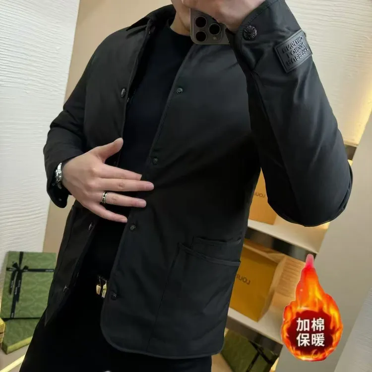 9999-轻奢翻领夹克男冬季新款高品质潮流商务纯色外套