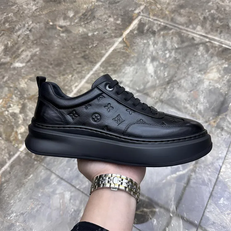 广州真皮男鞋2026春季新款男士潮鞋头层牛皮厚底百搭痞帅休闲板鞋