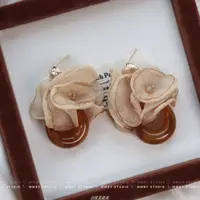 铜合金耳饰 新中式复古网纱花朵耳环高级轻奢女士女士百搭