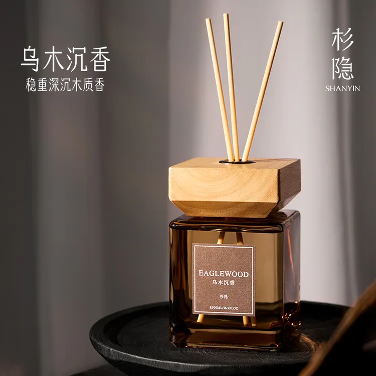 【杉隐】500ML方瓶乌木沉香香氛家居无火香薰精油经典酒店家用摆件