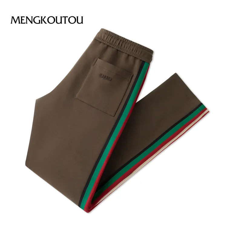 蒙口透侧边条纹拼接运动休闲裤春秋季男新款简约亲肤百搭卫裤