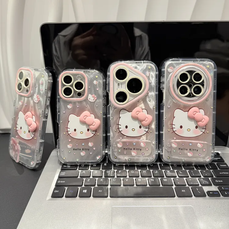 蝴蝶结小猫支架适用苹果/华为/荣耀/OPPO/VIVO/小米手机壳防摔