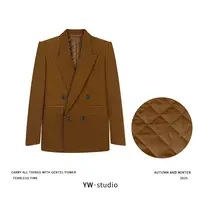 YUWEI/定制 琥珀流光风戗驳领灯芯绒（夹棉一体）西装外套 CYP25291