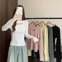 2025秋装新款胖mm大码女百搭鱼骨修身长袖打底T恤上衣33552