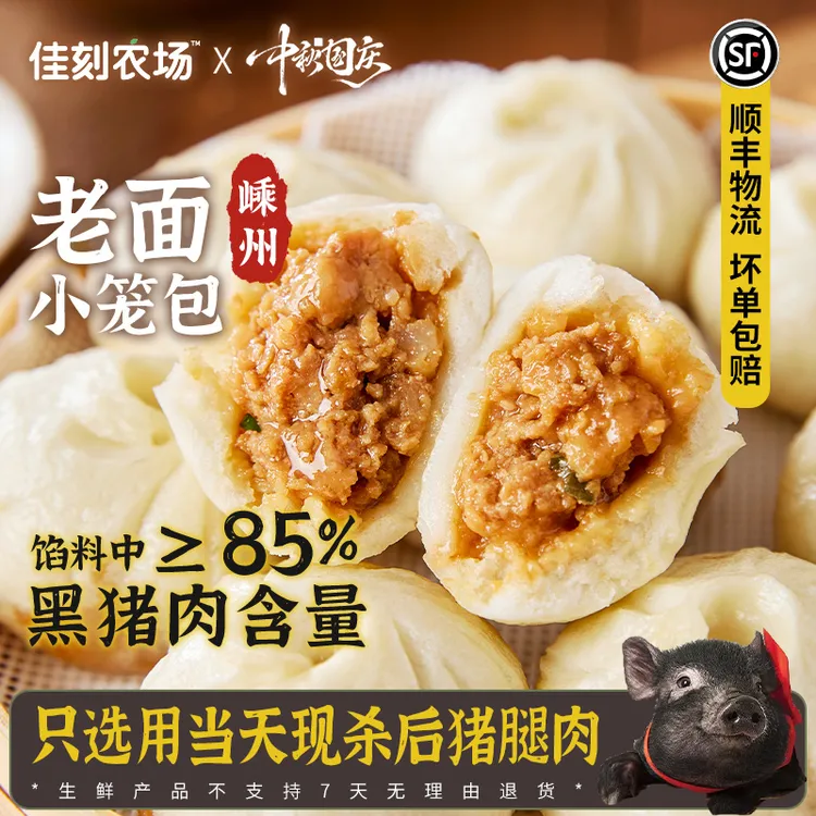 【胡桐桐专属】佳刻农场手工嵊州黑猪肉小笼包老面鲜肉美味早餐懒人速食半成品