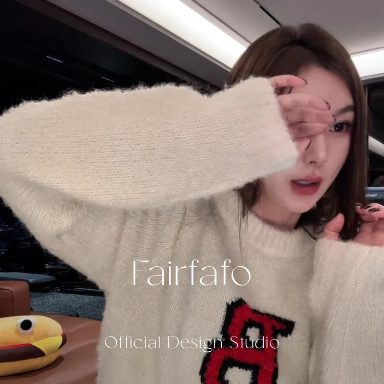 【插肩袖毛绒毛衣】XSMY58018 绵羊毛秋冬新款舒适温柔韩系风毛衣