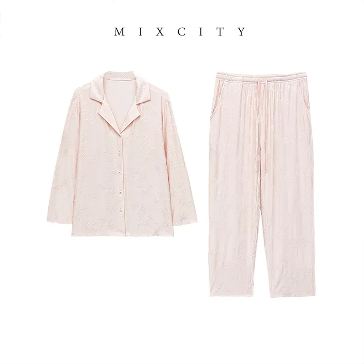 【MIXCITY亚楠家】竹花睡衣◆国风提花女士睡衣套装9245