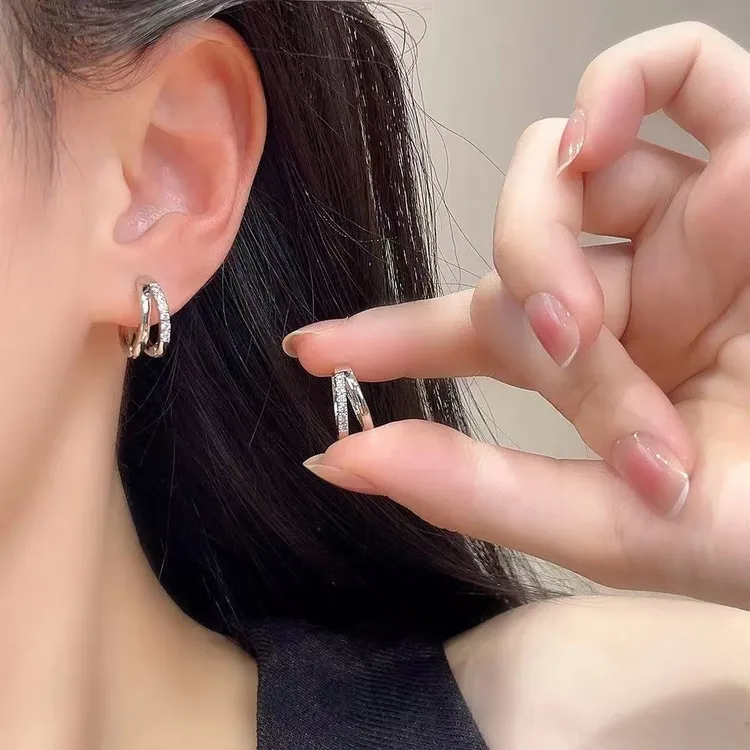 耳饰精致双层耳扣时尚耳扣冷淡风简约小众饰品首饰配饰