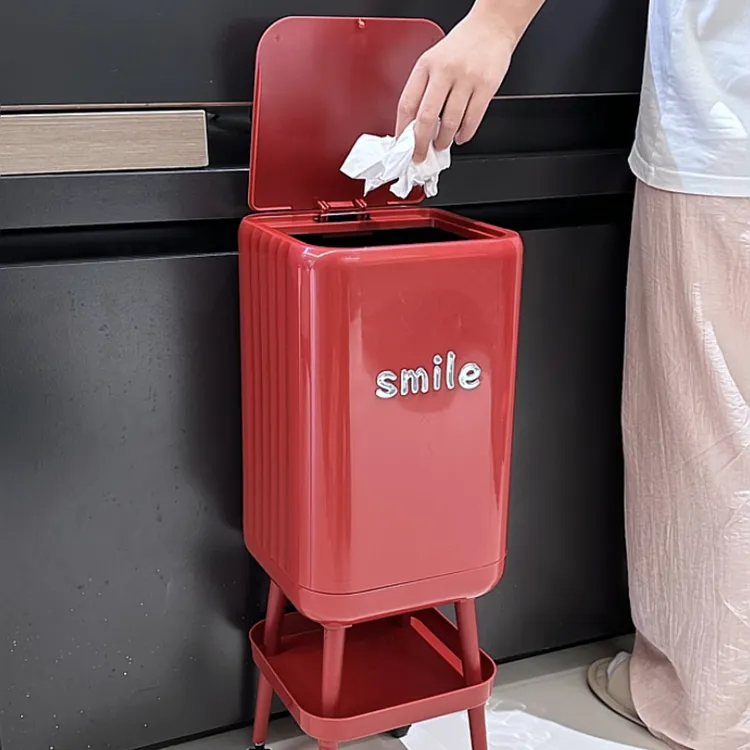 MOMO免弯腰垃圾桶家用高颜值轻奢客厅卧室厨房卡通可爱卫生间厕