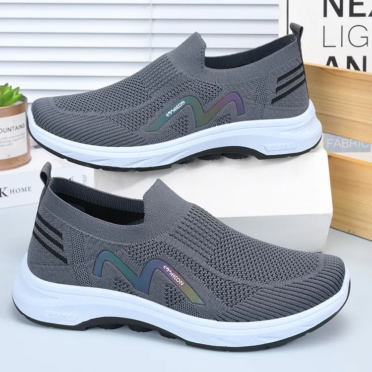 男士爸爸鞋老北京布鞋休闲老人鞋一脚蹬透气网面鞋防滑软底洞洞鞋