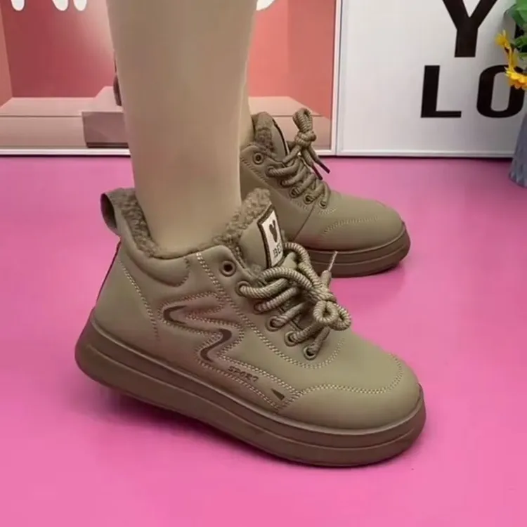 纯色休闲风拼色冬季雪地靴棉鞋明星同款网红鞋子加绒厚底加厚保暖