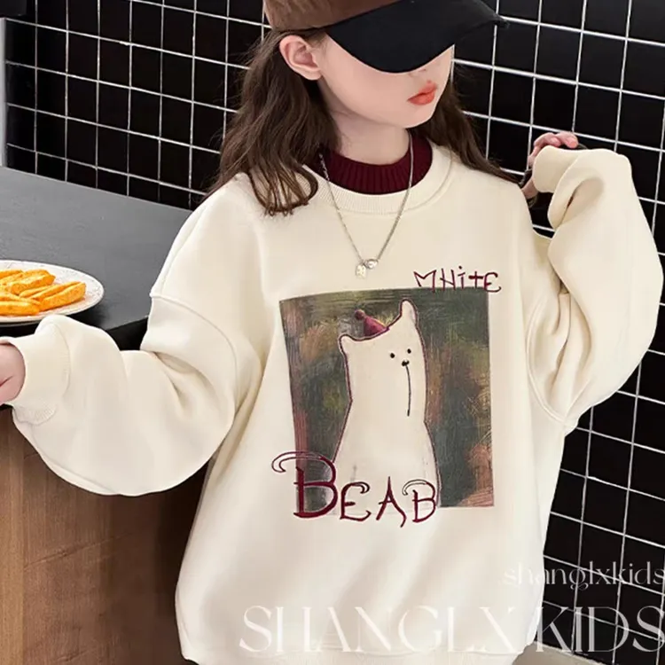 加绒加厚女童2025新款秋冬款长袖卫衣中大童冬装儿童洋气卡通上衣