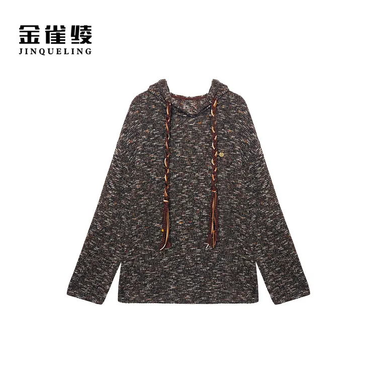 金雀绫【慵懒时光】设计师款宽松编织加宽加大连帽卫衣SZA3SY644