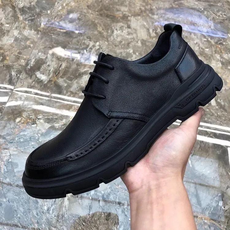 男鞋春夏2025新款高档英伦商务正装软底男士休闲皮鞋结婚新郎真皮