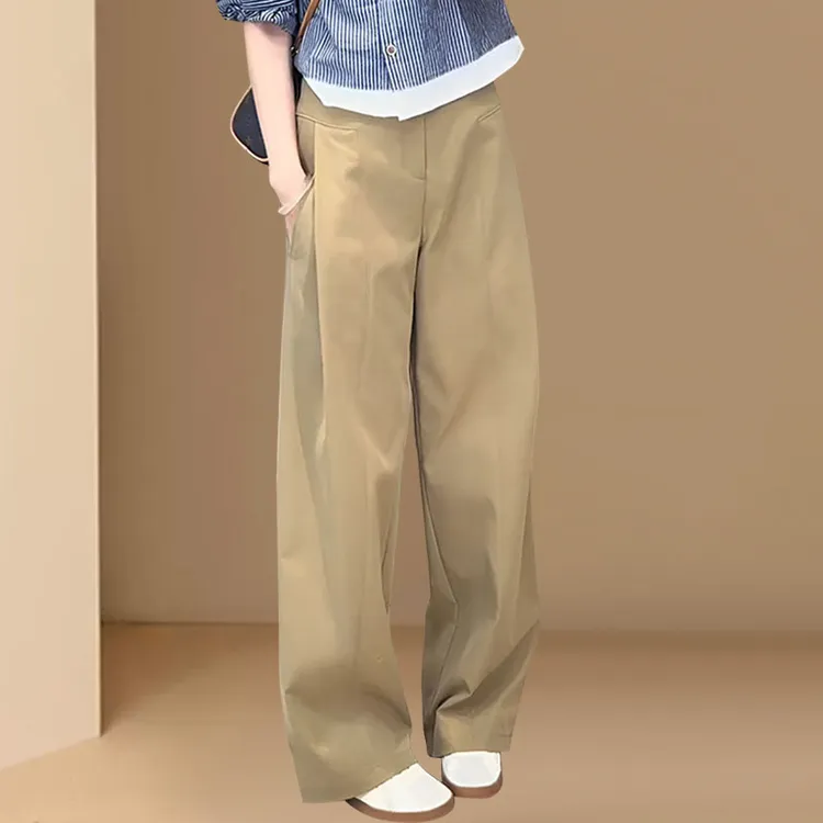时尚休闲裤女2025春秋新款高腰宽松显瘦简约通勤百搭直筒阔腿裤