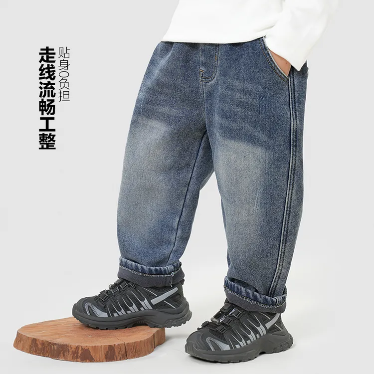 【秋季新品】男童加厚牛仔裤子冬季新款儿童宝宝洋气加厚保暖X4672