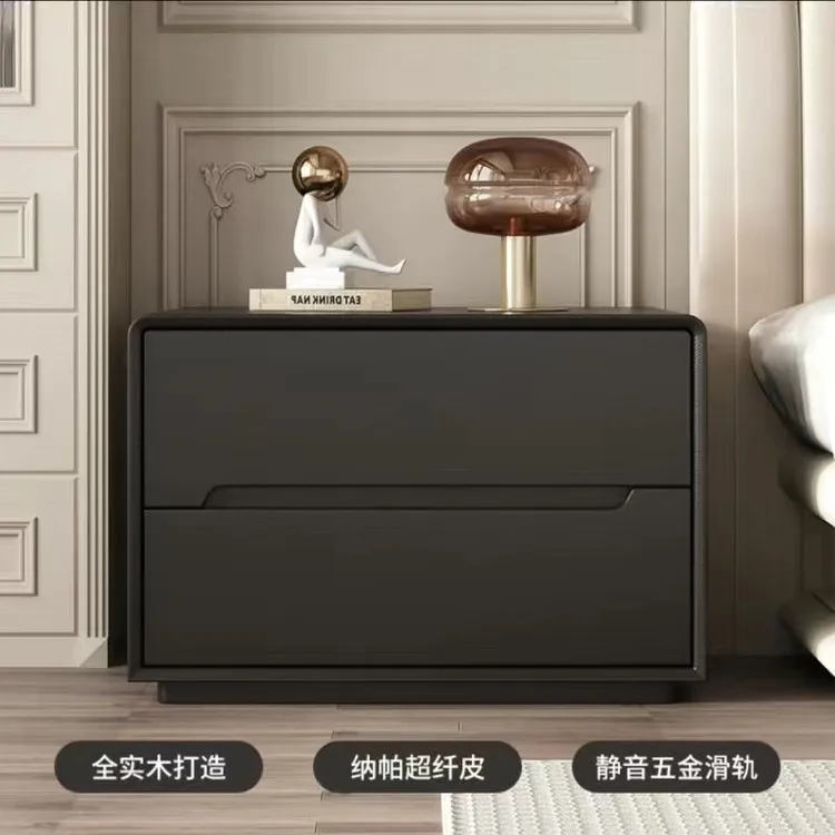 简约实木床头柜客厅边柜整装卧室床边柜储物柜极简高级轻奢奶油风