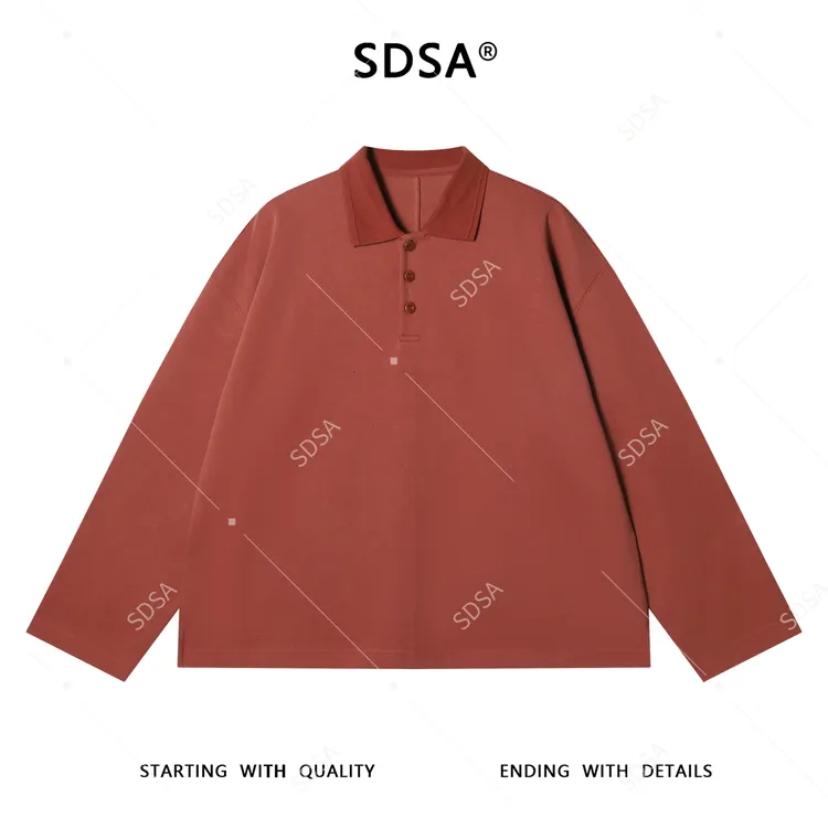 SDSA男士秋冬新款痞帅男装复古简约长袖polo衫百搭街头时尚上衣