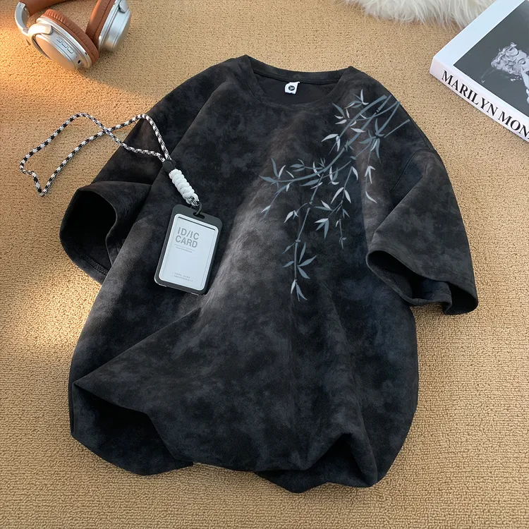 国潮扎染短袖t恤男夏季印花潮牌ins高街宽松圆领半袖情侣款男生