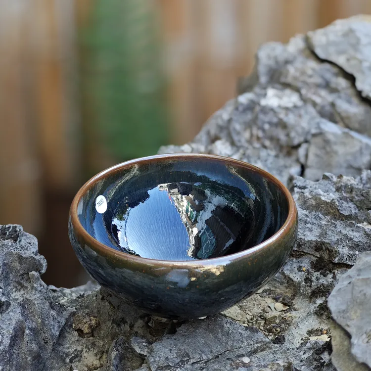 吴兴乾柴烧建盏主人杯纯手作陶瓷杯高端茶盏青蓝兔毫钵多罗75030