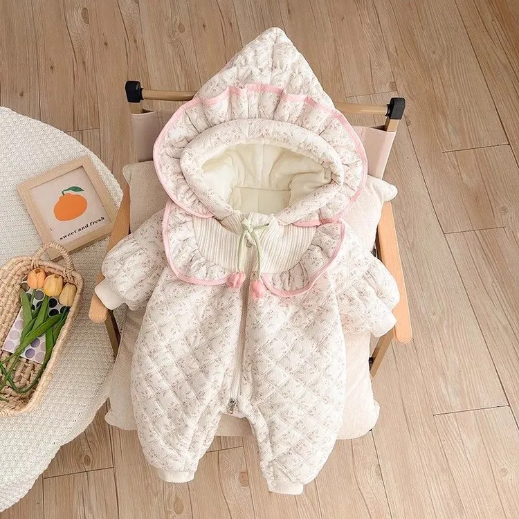 婴儿冬季连体衣衣服宝宝超萌棉服公主加绒哈衣外出抱衣外出服加厚