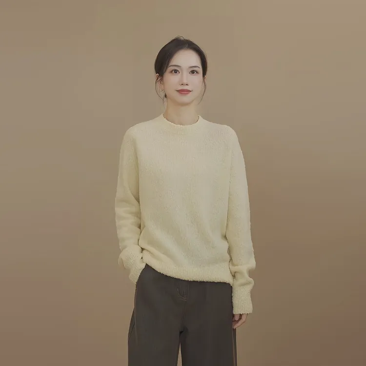 小禾【毛球球】粒粒羊毛蓬松软糯保暖豆豆纱不易起球不扎肤毛针织衫