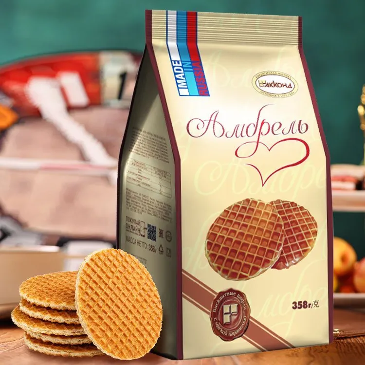 俄罗斯阿孔特威化饼干华夫饼俄罗斯进口408克一袋原装进口食品