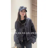 C09064美式时尚潮酷设计感小众休闲拼接格子夹克外套
