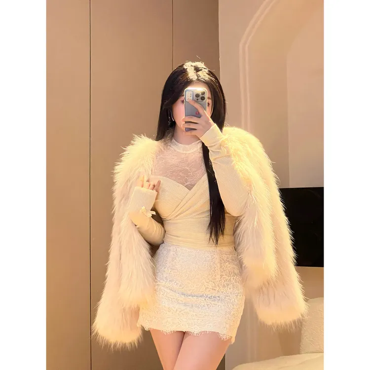 MengFairy 【可可西里】冬季名媛贵气感貉子毛皮草外套3991M雅丹