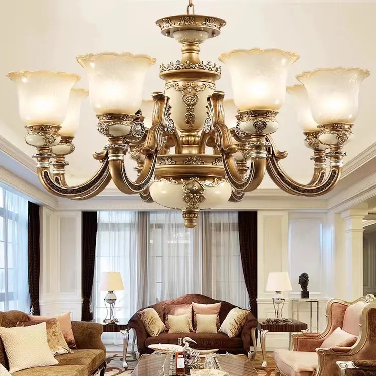欧式豪华别墅酒店工程奢华大气高端简欧客厅田园树脂复古大吊灯