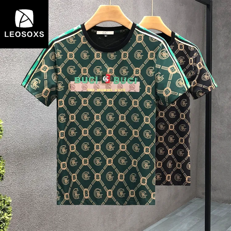 高端织带肩痞帅t恤男2025薄款潮牌半截袖短T夏季新款短袖衣服男款