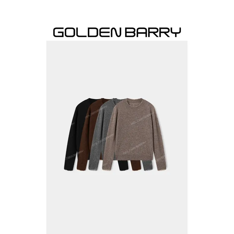 GOLDENBARRY|243083时尚毛须边圆领毛衣