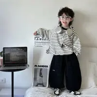 吼吼韩～【耳朵口袋】奶系童装穿搭超级好看的韩版条纹卫衣！