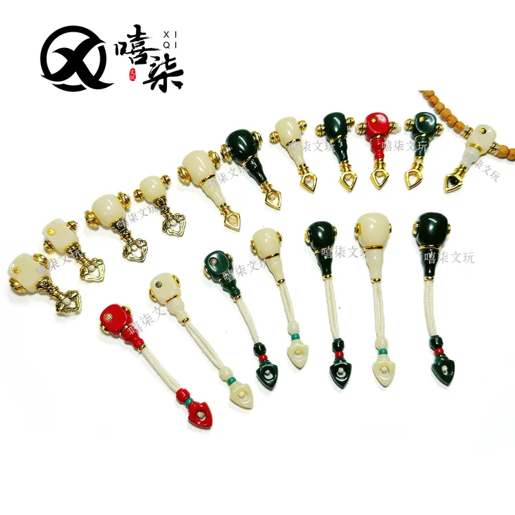 Q79【雪巴琉璃三通尾束套装】尺寸12/14 过1.5棉线 百搭文玩配饰