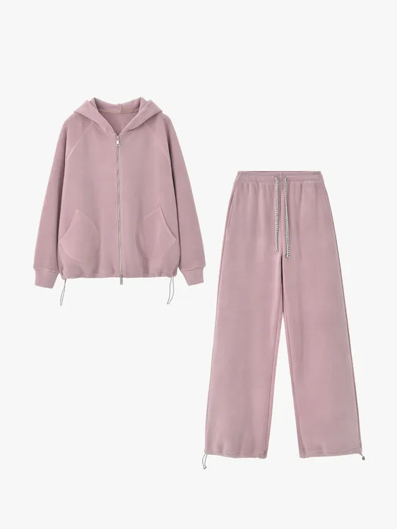 【松弛套装】 NE2025冬款万粒绒懒人两件套连帽休闲套装 KDMHZ2232