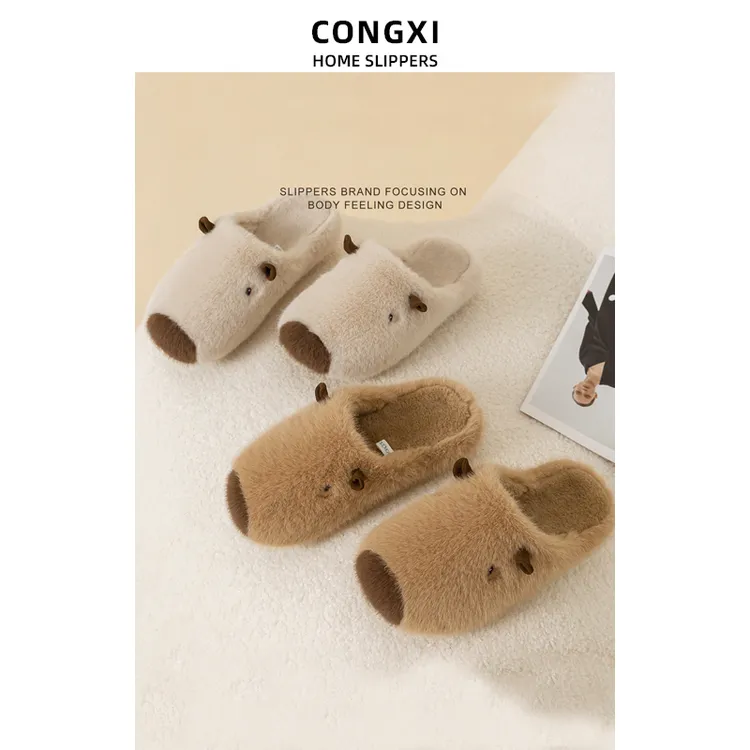 情侣棉拖鞋可爱加绒女秋冬男孩女童保暖家居加绒大童亲子棉拖鞋