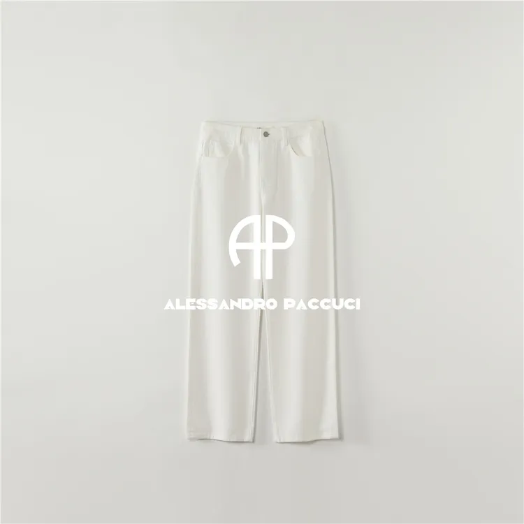 AP洛哥53081NK【白板/起球风】100棉抓毛剪毛时尚百搭白色牛仔长裤